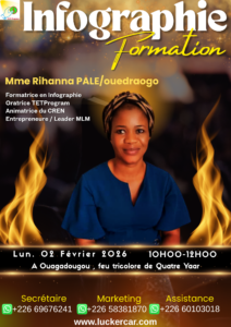 Mme Rihanna Palé/Ouedraogo, formatrice en infographie, oratrice TETProgram, animatrice du CREN et entrepreneure.