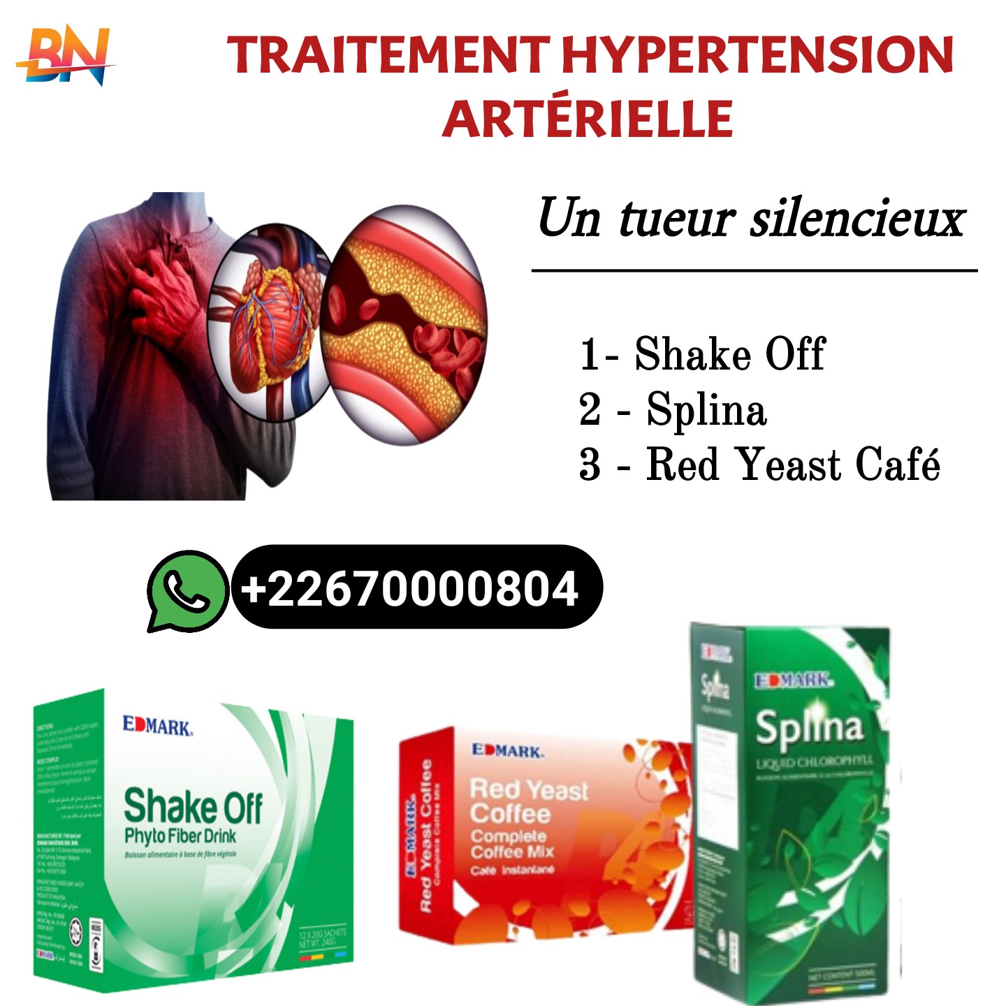 Traitement Naturel Hypertension Artérielle: Edmark Shake Off, Splina & Café Red Yeast