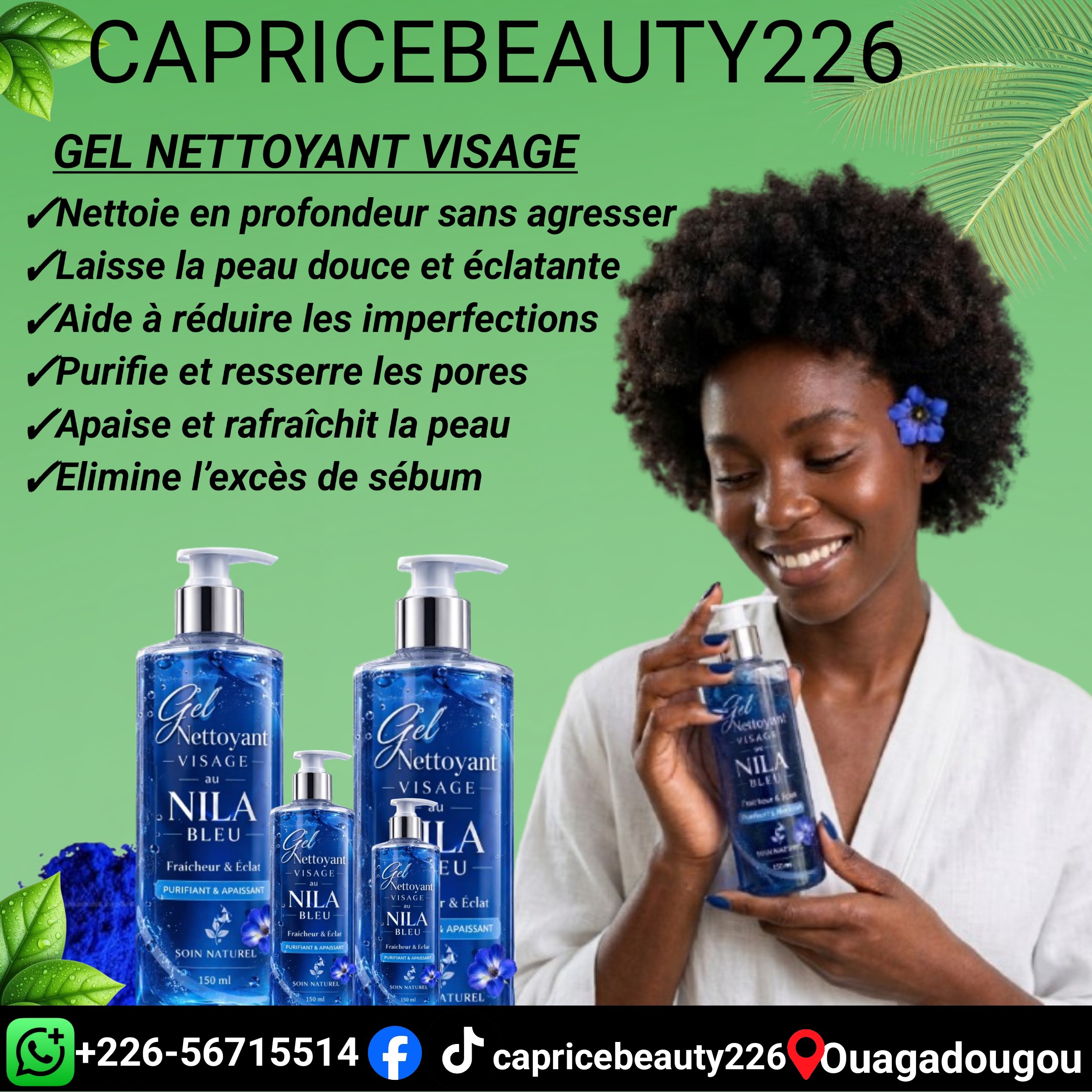 Gel nettoyant visage au nila bleu