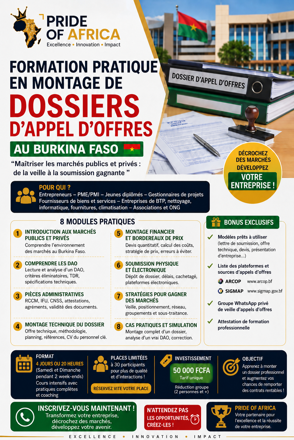 Formation en montage des dossiers d’appels d’offre