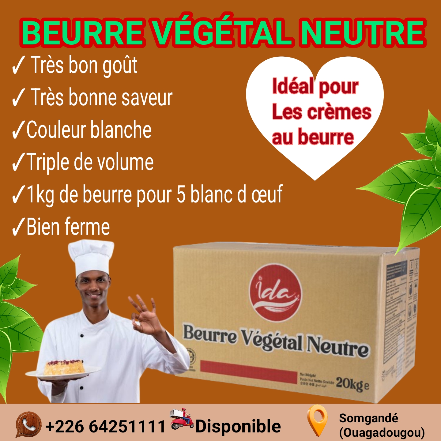 Beurre Végétal Neutre 100% Naturel – Idéal pour Cuisiner et Pâtisser